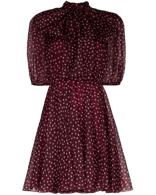 Dolce & Gabbana Red Polka-dot Organza Mini Dress