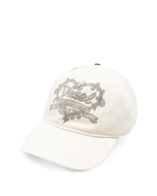 DIESEL White C-Rit Rhinestone-Embellished Baseball Cap