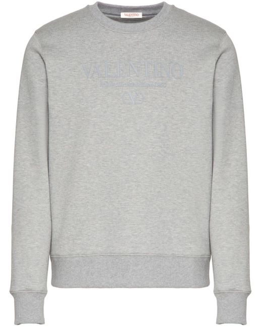 Valentino Garavani Gray Logo-print Cotton Sweatshirt for men