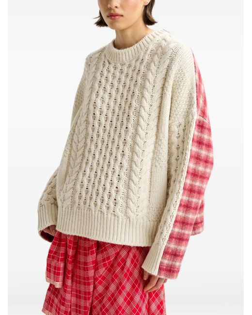 Essentiel Antwerp Natural Iface Cable-Knit Sweater
