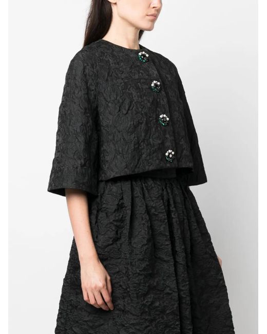Erdem Black Textured Cropped Jacket