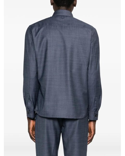 Canali Blue Button Flap Jacket for men