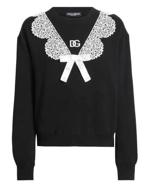Dolce & Gabbana Black Lace-Detail Sweatshirt