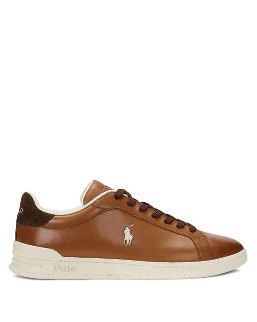 Polo Ralph Lauren Brown Heritage Court Ii Logo-Embroidered Sneakers for men