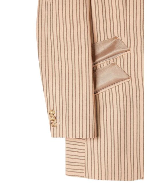 Paul Smith Natural Single-Breasted Striped Blazer