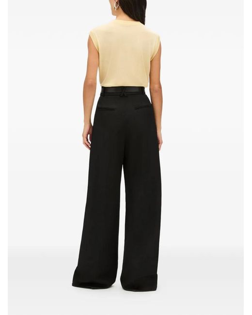 Another Tomorrow Black High-Waisted Pleated Trousers