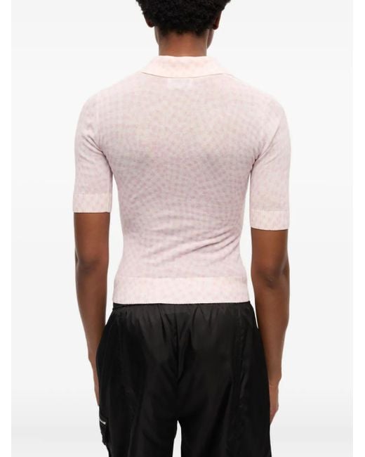 Ganni Pink Patterned-Jacquard Top