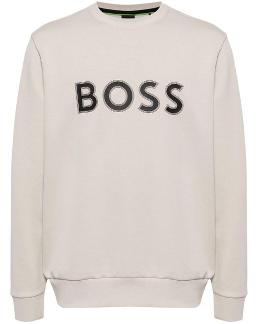 Sweat en coton mélangé à logo imprimé Boss pour homme en coloris Gray
