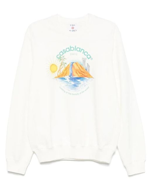 Casablanca White Oasis Printed Sweatshirt for men