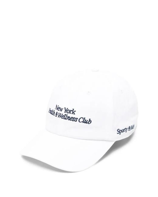 Sporty & Rich White Embroidered-Logo Baseball Cap