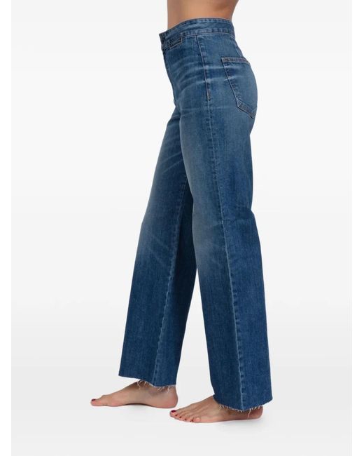 ASKK NY Blue Whiskered Raw-Hem Jeans