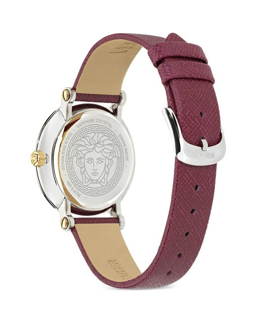 Versace Red Ronda Greca-Detail Leather Watch