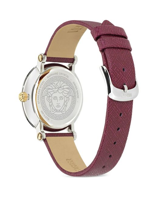 Versace Red Ronda Greca-Detail Leather Watch