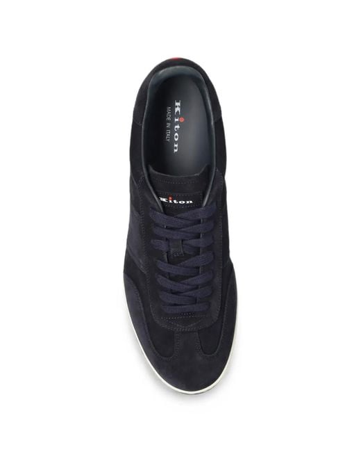 Kiton Black Lace-Up Leather Sneakers for men