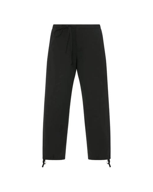 6397 Black Drawstring-Ankle Wool-Twill Trousers