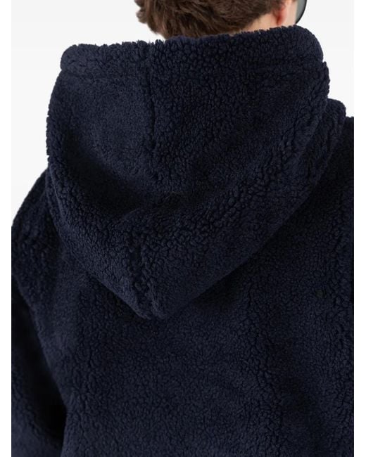 Pull Zippé En Maille Nervurée Et Capuche Societe Anonyme en coloris Blue