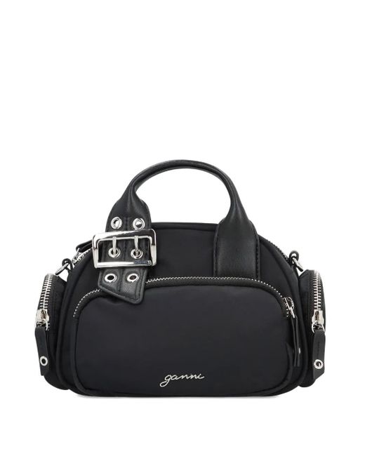 Bolso shopper Polochon mini con detalle de hebilla y cremallera en la parte superior Ganni de color Black