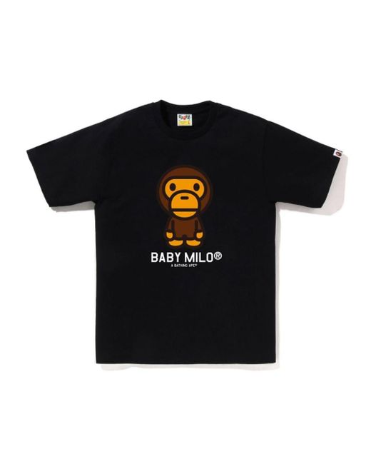 A Bathing Ape Black Baby Milo-print Cotton T-shirt for men