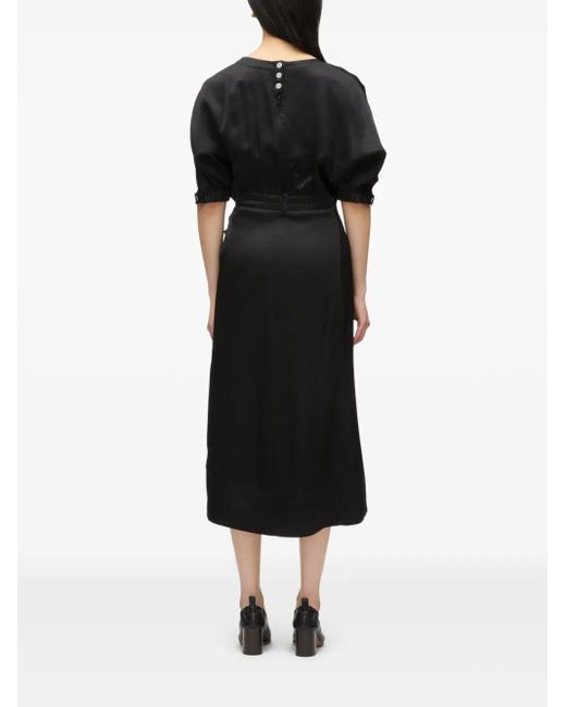 3.1 Phillip Lim Midi-Jurk Met Gesmockte Hals in het Black