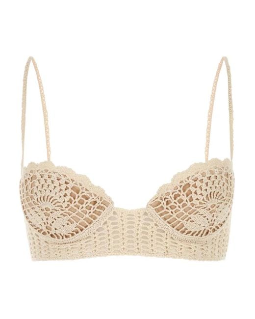 Magda Butrym Natural Crochet-Lace Top
