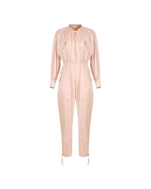 Elisabetta Franchi Pink Rivet-Embellished Voile Jumpsuit