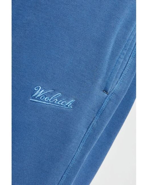 Woolrich Blue Embroidered-Logo Track Pants for men