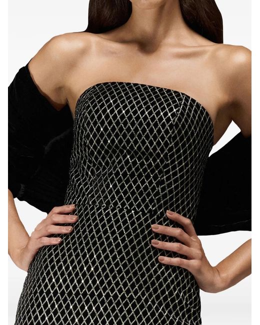 THA SEEN Black Velvet-Panel Maxi Dress