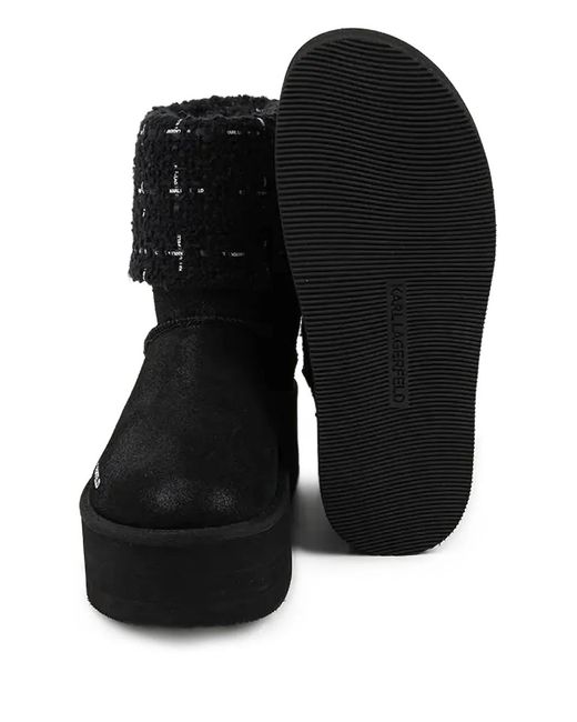 Karl Lagerfeld Black Thermo Knit-Trimmed Platform Boots