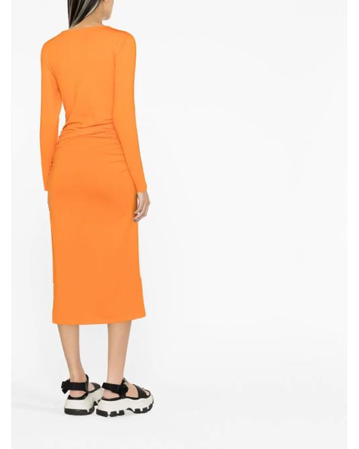 Ganni Orange Robe À Col V