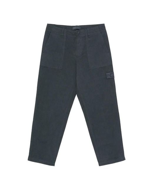Stone Island Gray Cotton Cargo Pants for men