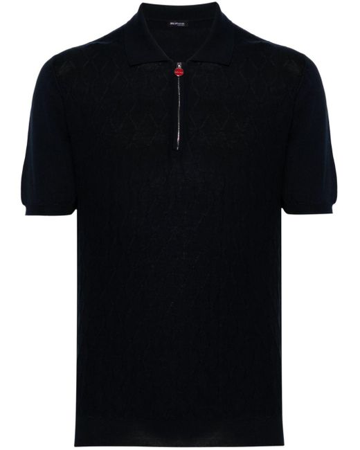 Kiton Black Diamond-pattern Cotton Polo Shirt for men