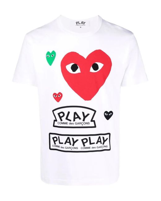 COMME DES GARÇONS PLAY T-Shirt mit Herz-Print in White für Herren