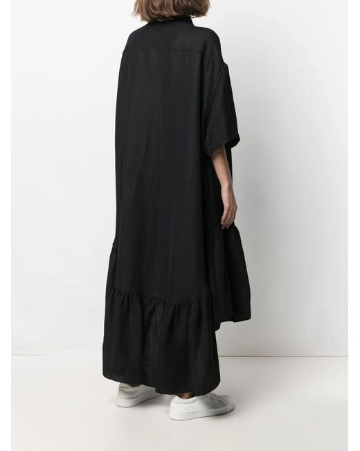 AMI Black Ruffle-detailing Shirtdress