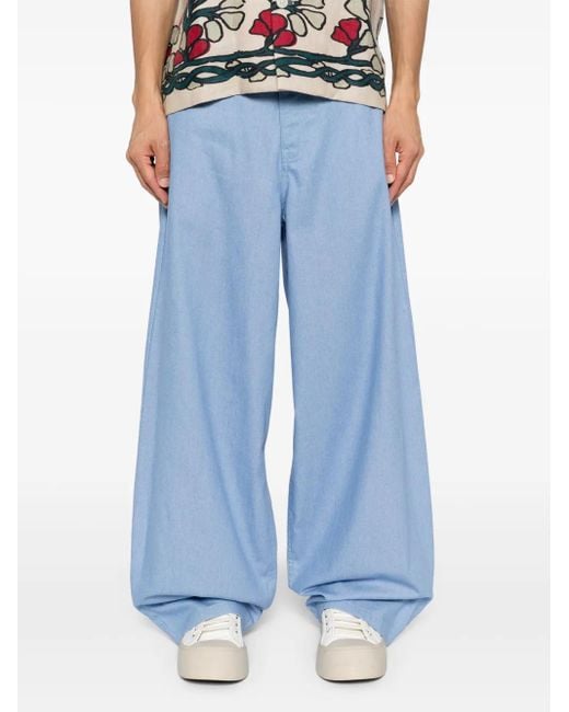 Pantalon En Coton À Coupe Ample Marni pour homme en coloris Blue