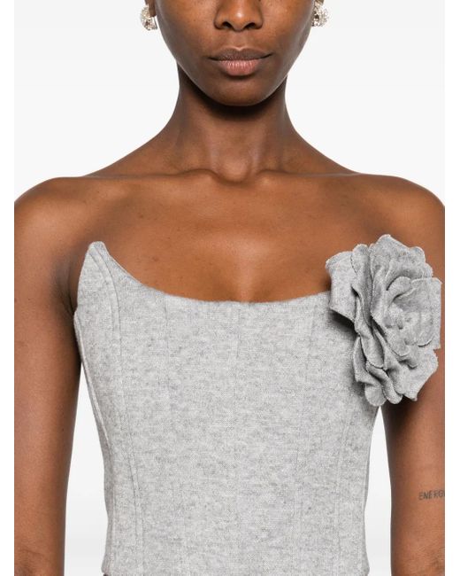 GIUSEPPE DI MORABITO Gray Rose-Embellished Corset Top