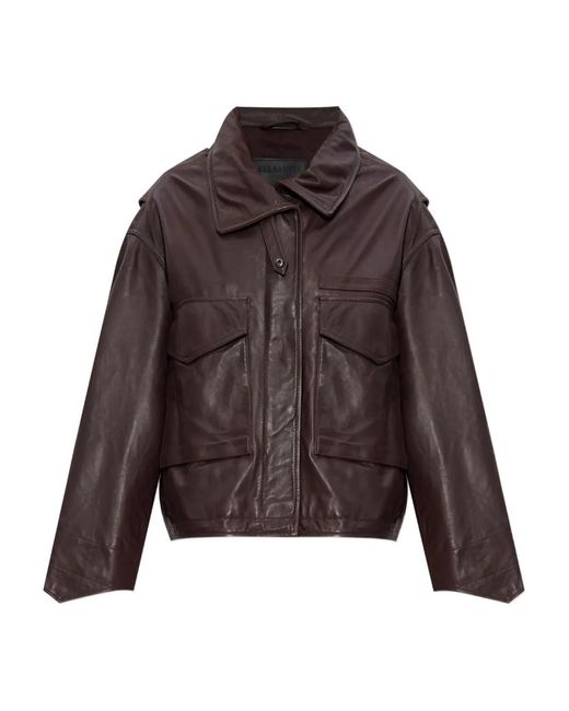 AllSaints Brown Clay Leather Jacket