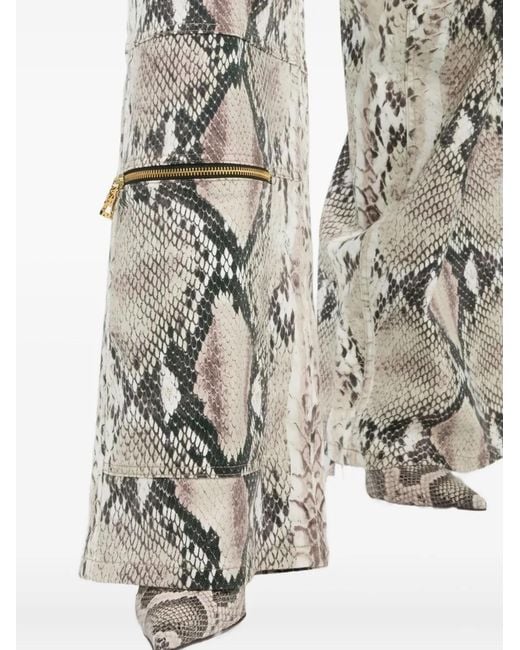 Roberto Cavalli Cargo Broek Met Pythonprint in het White