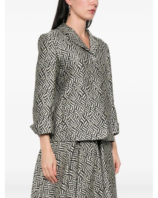 Max Mara Gray Lira Jacquard Patterned Blazer