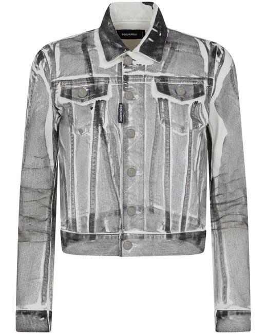 DSquared² Gray Distressed Denim Jacket
