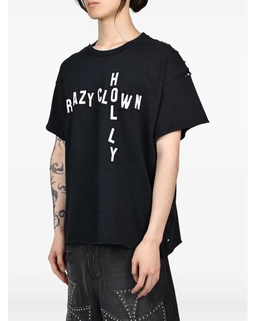 Crazy Clown L.A. Black T-Shirt Imprimé À Effet Usé for men