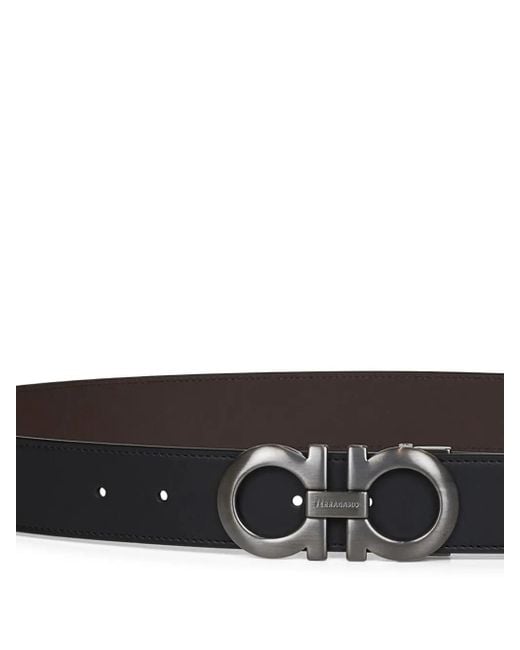 メンズ Ferragamo ガンチーニ バックル レザーベルト Black