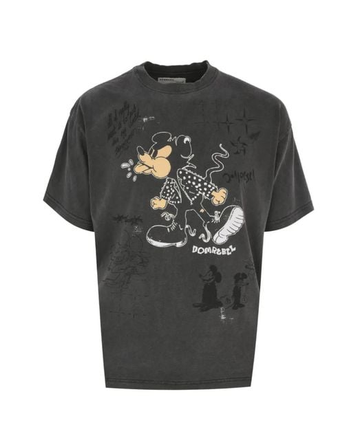 DOMREBEL Gray Spit Cartoon-Print T-Shirt for men