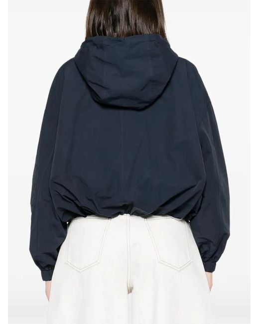Liu Jo Blue Nylon Bomber Jacket With Hood