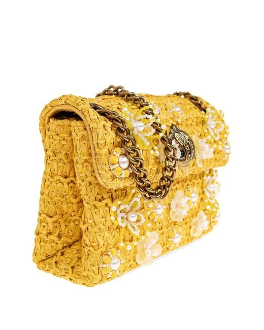 Kurt Geiger Yellow Mini Kensington Floral-Embellished Shoulder Bag