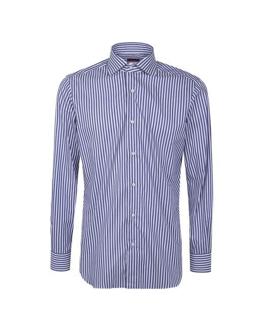 Barba Napoli Blue Striped Shirt for men