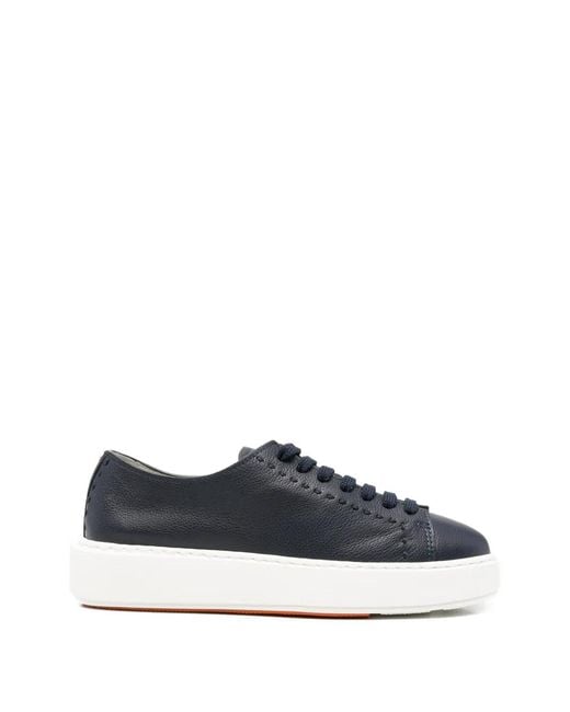 Santoni White Leather Sneakers