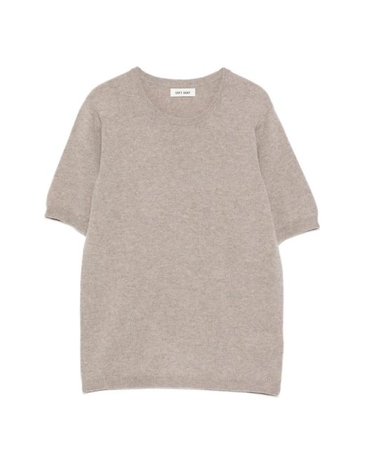 Soft Goat White Round-Neck Short-Sleeve Sweater