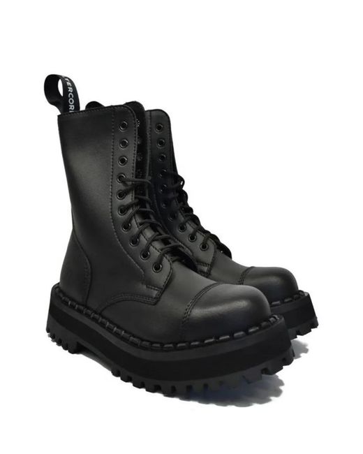 Altercore Black Lace-Up Platform Boots