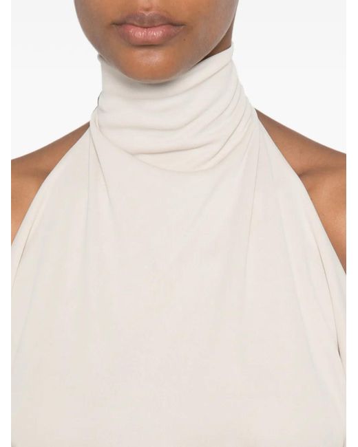 Francesco Murano White Halterneck Draped-Detail Top