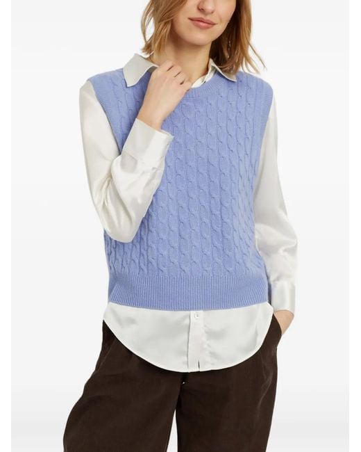 Chinti & Parker Blue Cable-Knit Cashmere Tank Top